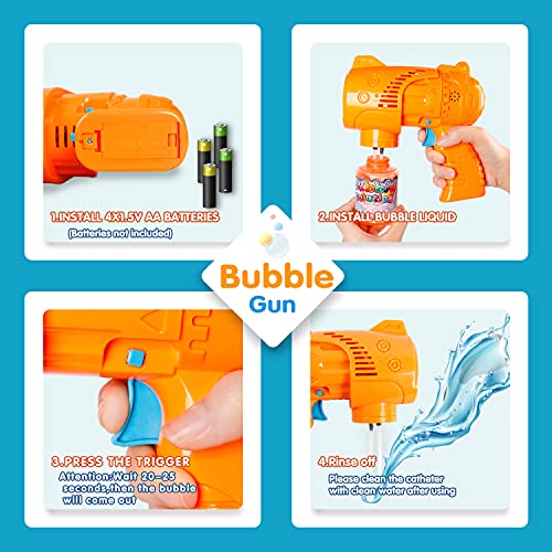 JoyGrow Pistola de Burbujas para Niños Automatic Maquina Burbujas con Música,Luz,Solución de Burbujas,Pistola de jabón para Fiestas Cumpleaños,Bodas al Aire Libre,Regalos para Niños y Niñas (2 PCS)