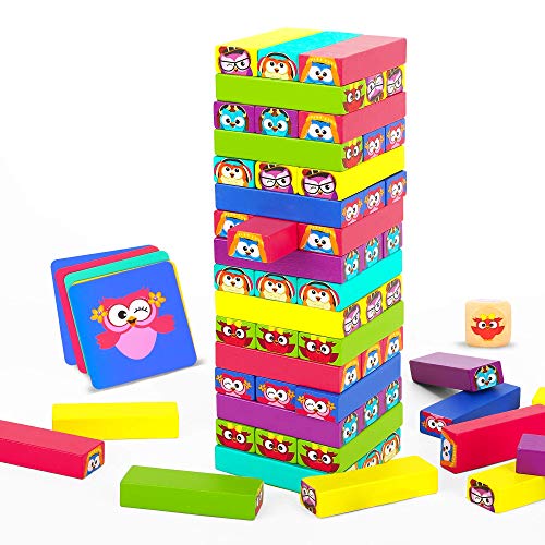 Juguetes De Madera - de Bloques de Madera - Juego de de Bloques de Madera con Animales - Juego de Mesa Familiar para Niños de 3-9 Años o más y Adultos - Bloques de Construcción Educativos Divertidos