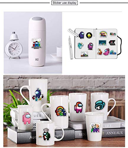 Lanseede 50 Pegatinas de Among Us Sticker Graffiti Stickers con Dibujos Animados para monopatín, Guitarra, portátil, Botella de Agua, PVC…