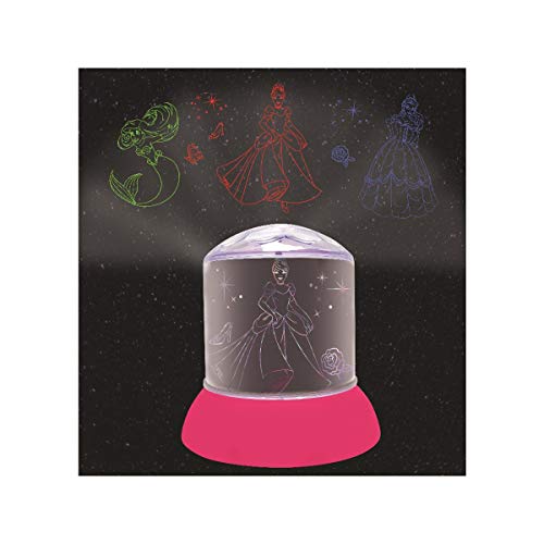 LEXIBOOK Disney Princesas-Luz Nocturna, quitamiedos con proyecciones Luminosas en el Techo, lámparita de Noche Multico Princess Cenicienta, Bella, Ariel multicolor-NLJ030DP, Color Rosa