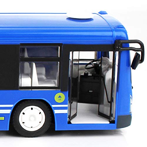 Likecom Autobús profesional teledirigido de 2,4 GHz, con luz y sonido realistas, juguete para niños y adultos, color azul