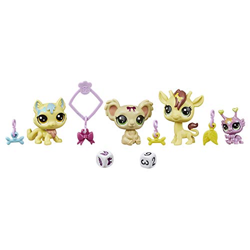 LITTLEST PET SHOP – Estuche de Limpieza Lucky Pets – 4 Figuras Pet Shop Singles y 4 Colgantes