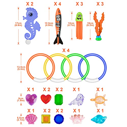 LOVEXIU Juguete de Piscina, 30 Piezas Juguete de Natación, Juguetes de Buceo, Juguetes Piscina Niños, Buceo Conjuntos de Juegos, Subacuática Juegos de Agua en Verano para Niños