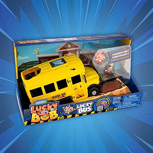 LUCKY BOB El Bus Escolar | Playset con 1 Autobús vehículo con múltiples interacciones y 2 Figuras exclusivas de Lucky Bob - Juguetes y regalos para niños +3 años