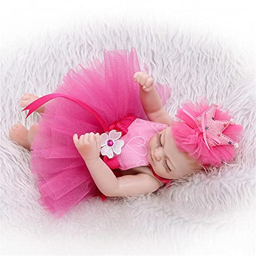 LXTIN Muñecas Reborn realistas con Falda de Gasa Rosa Mini Lindo bebé de Palma Lindo muñeco de simulación Juguete Personalidad Creativa Regalo 26Cm 10 Pulgadas