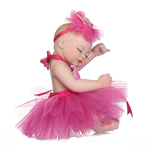 LXTIN Muñecas Reborn realistas con Falda de Gasa Rosa Mini Lindo bebé de Palma Lindo muñeco de simulación Juguete Personalidad Creativa Regalo 26Cm 10 Pulgadas