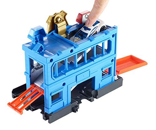 Mattel Hot Wheels-City Escape de la estación de policía, pistas de coches de juguetes niños +4 años, multicolor FNB00 , color/modelo surtido