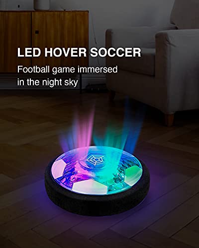 Maxesla Juguete Balón de Fútbol Flotante - Recargable Pelota Futbol con Protectores de Espuma Suave y Luces LED, Air Power Soccer con 2 Porterías, Juguete Deportivo para Niños de 3-12 Años