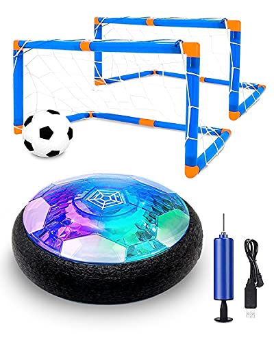 Maxesla Juguete Balón de Fútbol Flotante - Recargable Pelota Futbol con Protectores de Espuma Suave y Luces LED, Air Power Soccer con 2 Porterías, Juguete Deportivo para Niños de 3-12 Años