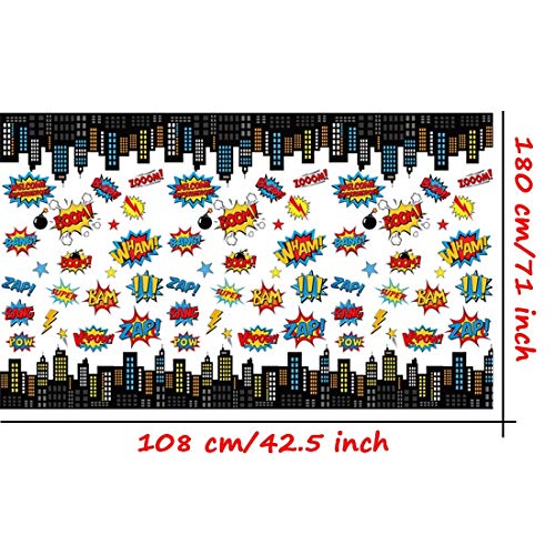 MIANRUII 4 Pack Superhero Plastic Table Cover 43 "x 71" Superhero Tablecloths Party Supplies Decorations