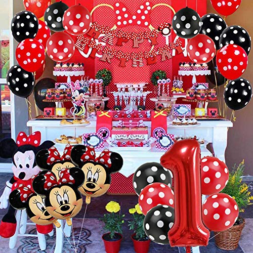 Mickey Party Globos, Decoraciones de cumpleaños de Mickey Mouse, Globos número para la Fiesta Temática de Mickey Mouse Artículos de Fiesta de Mickey y Minnie para Primer Cumpleaños
