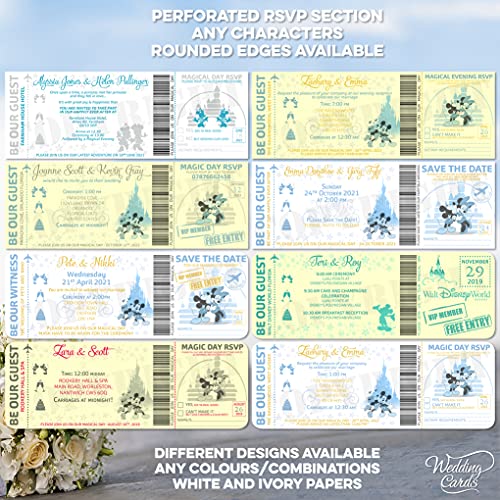Mickey y Minnie Mouse Invitar invitaciones de boda cumpleaños billete fiesta Mickey Minnie Disney Ariel personalizado Peter Pan rey León princesa Príncipe belleza