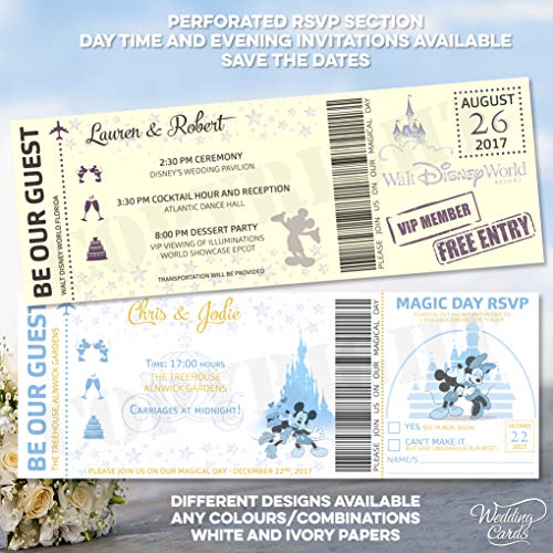 Mickey y Minnie Mouse Invitar invitaciones de boda cumpleaños billete fiesta Mickey Minnie Disney Ariel personalizado Peter Pan rey León princesa Príncipe belleza