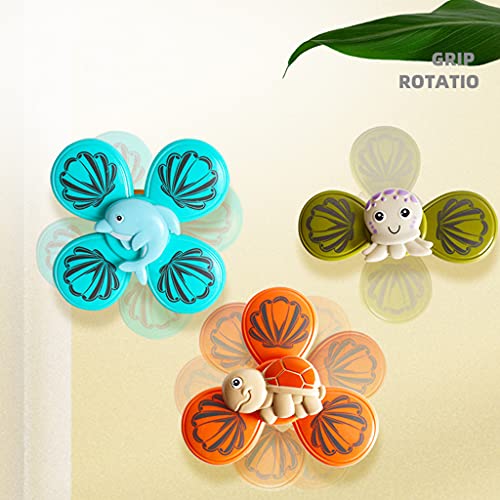 MIORIO 3 uds, Juguete de baño, Juego de Agua, Spinner de Dibujos Animados, Mini giroscopio Flexible, educación temprana, bañera giratoria, Juguete de tamaño portátil para bebé