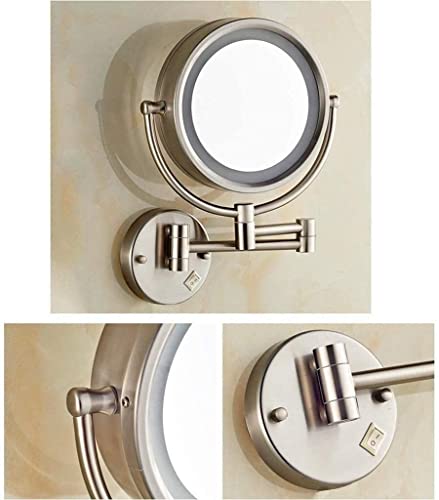 Mirrors Vanity 8-Inch LED Makeup Adjustable Arm Tilt Easy Positioning 3 Times Magnification Beauty Tabletop (Color : Nickel Plating， Size : 8 Inches 3 X)