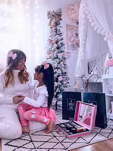 MISS NELLA Completa maleta rosa – Esmalte de uñas no tóxico, juguete de maquillaje hipoalergénico, seguro para niños