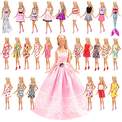 Miunana 15 Piezas Vestido Fashion Falda Mini Fiesta Ropas Casual + 40 Accesorios Estilo al Azar para 11.5 Pulgadas 28 -30 CM Muñeca