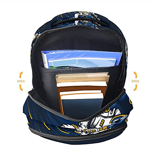 Mochila para niños unisex de dibujos animados para estudiantes escolares impermeable Preppy Pack Bag Astronaut Riding Vespa - Dibujado a mano negro