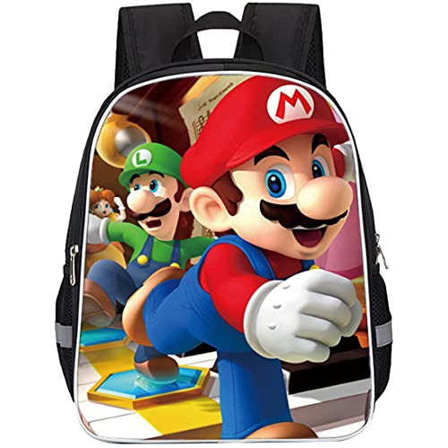 Mochilas Super Mario Hanel-Mochila Escolar para niños Mochila Escolar Mario Mochila Escolar de Dibujos Animados en 3D de Mario Bros para niños Estudiantes de Primaria y Secundaria