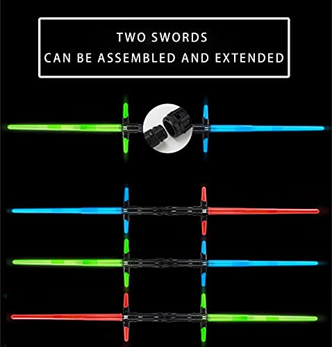 MOMAMOM Star Wars ​Sable Láser Extensible De Kylo REN Doble Hoja Led Y Sonid Espadas Laser De Juguete​Láser Telescópicas Sable Luz Sabre Láser Retráctil​Extensibles Plegables Niños Blue