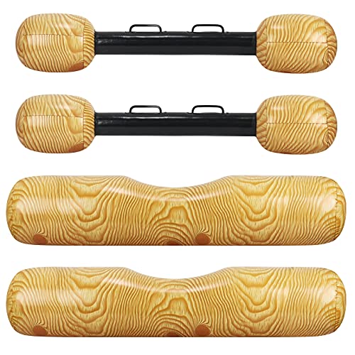 MOPOIN Juguetes Inflables de Fila Flotante, 4 Piezas Piscina ​Playa Juego de Batalla Flotador Inflable Forma de Madera Flotador Juguete Inflable Jugar Colisión en Barco Juguete para NiñOs y Adulto