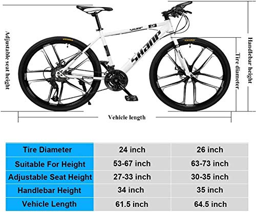Mountain Bike Bicicletas montaña aleación de aluminio de velocidad variable para cross-country Bicicleta deportes para hombres y mujeres adultos Bicicleta Road MTB -Carbon Black L 27.5 Inch 27 Speed
