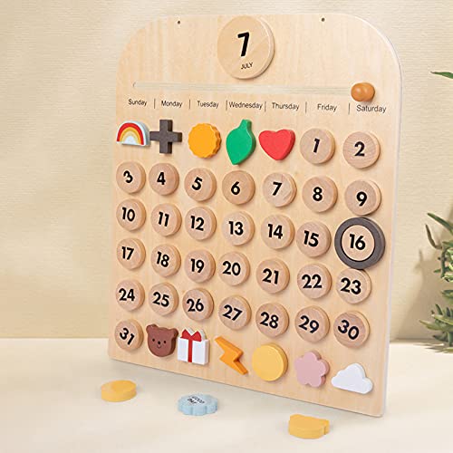 N\C Calendario de Pared de Escritorio de Madera Maciza, Fecha, días, Clima Montessori, Calendario de Aprendizaje, Tiempo Familiar para la educación