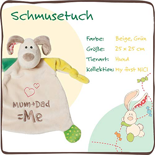 'Nici 40037 Mantita perro, mensaje y bordado de Diseño,"Mum + Dad = Me, 25 x 25 cm