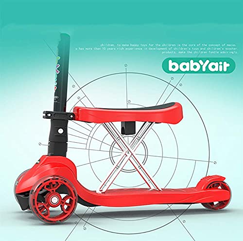 NUBAO Triciclo Evolutivo Toral Patear Scooters con Asiento extraíble Altura Ajustable y PU Brillante DIRIGIÓ Ruedas de iluminación para niños 2 3 4 5 6 7 8 (Color : A)