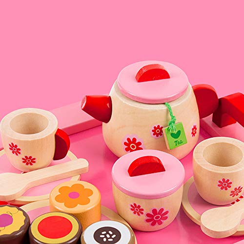 Nukdey Juguete de Madera para Servicio de té para niños | Juego de té de la Tarde con Comedor | Juguete de Juego de Roles niñas