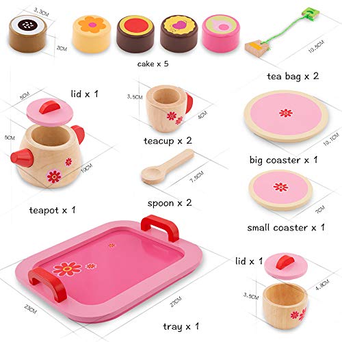 Nukdey Juguete de Madera para Servicio de té para niños | Juego de té de la Tarde con Comedor | Juguete de Juego de Roles niñas