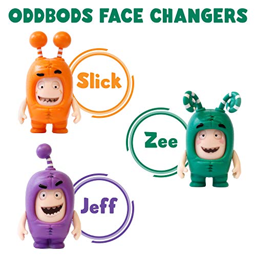 Oddbods Face Changers – Slick, Jeff & Zee – Figuras de juguete interactivas con expresiones animadas cambiantes – Juguetes para niños, juego de 3