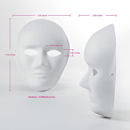 OVISEEN 10 Piezas Máscaras de Papel Blanco para Pintar Carnaval, áscara de Pulpa en Blanco para Cosplay, Fiesta de Halloween (9,45 x 7,28 pulgadas)