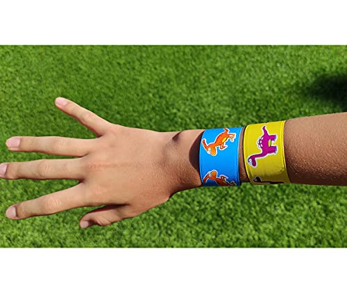 Pack de 12 Pulseras Snap de Dinosaurios 22 cm. Ideal para Bolsas De Fiesta, Cumpleaños, Celebraciones, para Niños Y Niñas