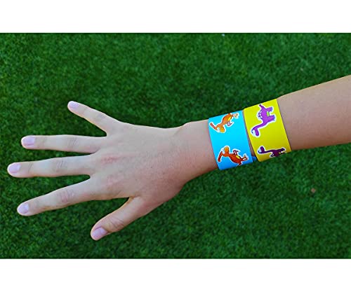 Pack de 12 Pulseras Snap de Dinosaurios 22 cm. Ideal para Bolsas De Fiesta, Cumpleaños, Celebraciones, para Niños Y Niñas
