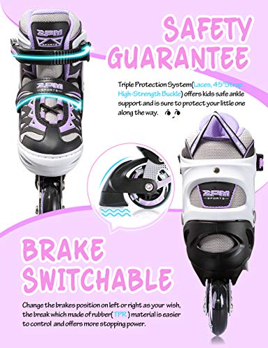 Patines en línea con iluminación ajustable para niñas Cytia, de 2 pm, con ruedas iluminadas, divertidas y intermitentes para niños, tamaño grande (2 a 5 UK)