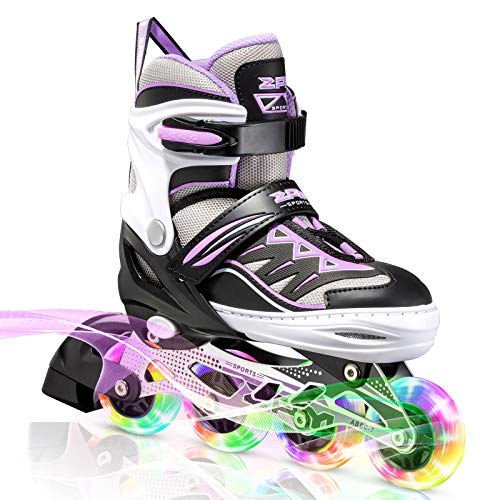 Patines en línea con iluminación ajustable para niñas Cytia, de 2 pm, con ruedas iluminadas, divertidas y intermitentes para niños, tamaño grande (2 a 5 UK)