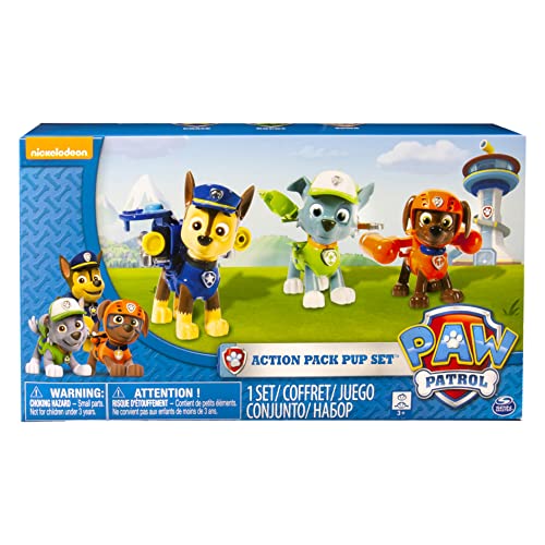 PAW PATROL 6024061- Paquete de figuras de acción Pack Pup de 3 - Versión 2 (Chase, Rocky, Zuma)
