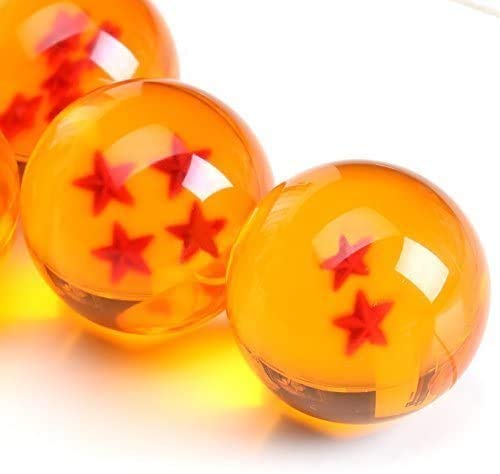 PHY Dragon Ball Z 7.6CM Bolas del Dragón Estrellas con Caja de Regalo Bola de Cristal Transparente Juguetes y Juegos Decoración Adornos Coleccionables para Niños Fans del Anime de DBZ Star 5-7.6cm