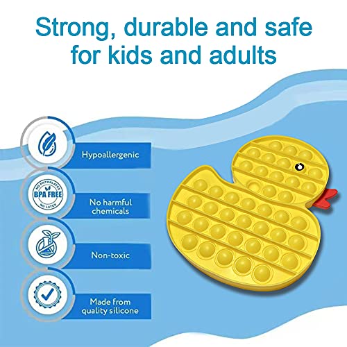 PIANETA Pop it Push it Fidget Toy, Pop Bubble, Juguete sensorial para aliviar la ansiedad, para niños y Adultos ( Duck )