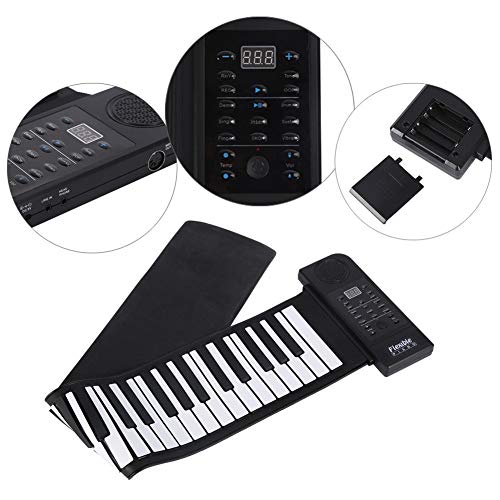 Piano enrollable portátil, 61 teclas, teclado de música digital electrónico flexible de silicona suave enrollable, adecuado para principiantes de piano