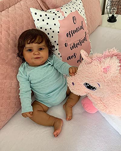 Pinky Reborn 24 Pulgadas Lifelike Reborn Bebé Muñecas Vinilo Silicona Realista Hecho a Mano Bebés para Niñas Juguetes Reborn Baby Dolls Conveniente para la Edad 3 Más