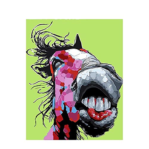 Pintura por números for Adultos Principiantes de Navidad. -DIY Pintura por números for niños -Paint por números establecidos en Marco -Colorful Burro Mula (Size : 60x90cm)