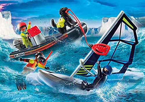 PLAYMOBIL City Action 70141 Seenot - Salvavidas Polarsegler con Bote Hinchable, a Partir de 4 años