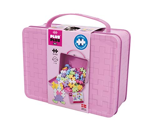 Plus-Plus 9603275 Genial Juguete de construcción Big Box Pastel, Juego de Bloques de construcción en práctica Caja de Metal con asa, 70 Piezas, Multicolor