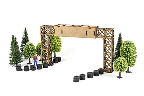 PROSCALE Puente accesorios Scalextric original - Maqueta decoracion circuitos coches slot car 1 32 kit modelismo maquetas madera para montar construir adultos niños