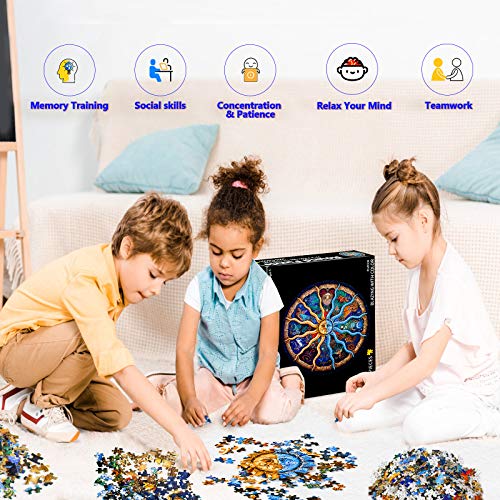 Puzzle Adultos 1000 Piezas, Redondo Puzzle Rompecabezas, Puzzle Creativo, Apto para Niños Mayores de 14 Años (Constelación)