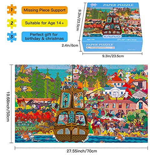 Puzzle de 1000 Piezas para Adultos,「Bote」,Materiales Reciclables de Primera Calidad y Rompecabezas de Impresión de Alta Definición,Juego,Formación de Equipos,Regalos para Amigos.