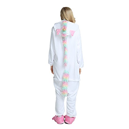 Rainbow Fox Unicornio Pijama Adultos Cosplay Disfraz Animal Ropa de Dormir Franela Novedad Víspera de Todos los Santos Navidad Ropa (L, Oro)