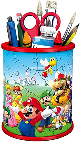 Ravensburger 11255 Puzzle 3D Utensilo Super Mario - 54 piezas - Soporte para lápices para fans de Super Mario a partir de 6 años + pegatina Super Mario